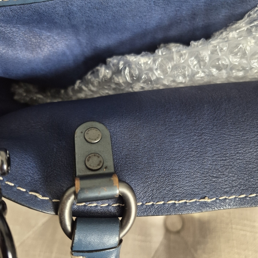 Authentic Coach Navy Blue Suede And Leather 1941 Rogue 36 Tote Bag - Picture 12 of 16